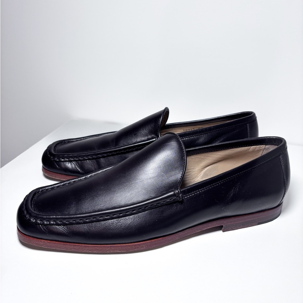 Valentino Garavani Dark Brown Leather Slip On Moccasin Dress Shoe Loafers 44
